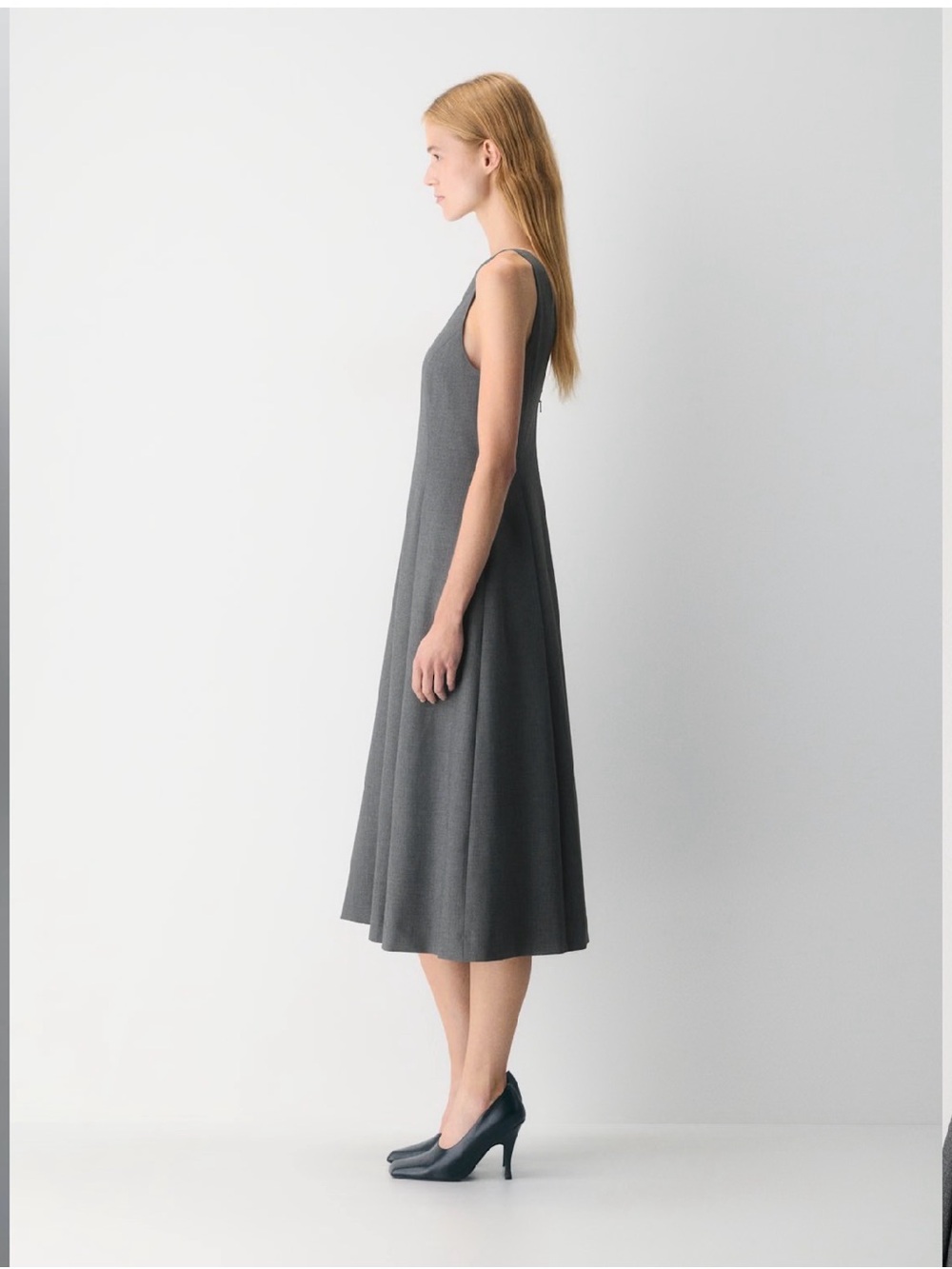 Babaton Gardenia Heather  Charcoal Sleeveless Boatneck Midi Dress 10 - Picture 3 of 15